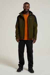Veste en polaire pour homme, couleur olive, à capuche, fermeture éclair, coupe-vent, décontractée, couleur unie, polyester, coupe régulière - Product Image 4