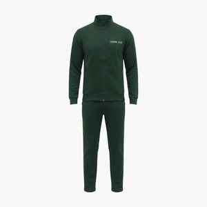 Conjunto Deportivo de 2 Piezas para Hombre, Color Verde Oscuro, Cierre Completo, Corte Regular, Color Sólido, Ropa Deportiva Informal para Otoño, 100% Algodón Transpirable - Product Image 6