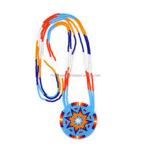 Collar de patrón geométrico romántico Unisex hecho a mano, semilla de cristal chapada en oro con cuentas como regalo de prettern nativo - Product Image 5