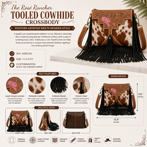 Western Cowhide Leather Crossbody <b>Bag</b> | Women Fringe Shoulder Handbag, Designer <b>Boho</b> Purse | India 2026 Export Quality Premium - Product Image 5