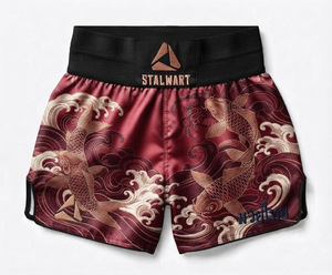 กางเกงมวย MMA สีแดงลายปลาคาร์ฟ โพลีเอสเตอร์ทนทาน อุปกรณ์ฝึกซ้อมทุกฤดูกาล - Product Image 1