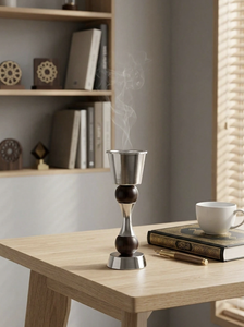 Quemador de Incienso de Lujo en Metal y Madera, Porta Incienso Decorativo para Carbón, para Mesa de Centro y Sala de Estar - Product Image 4