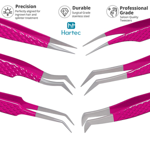 Premium Quality Beauty Instrument Non-Slip Handle OEM/ODM Available Stainless Steel Pointed Eyelash Extension and Volume Tweezer - Product Image 3