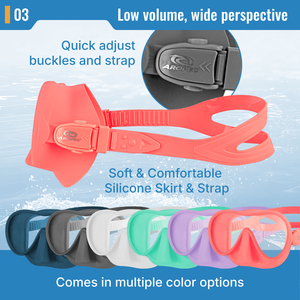 Nouveau Masque de Plongée Sans Cadre 2026, Faible Volume, Lentille Unique, Équipement de Snorkeling, Silicone Mat Couleurs Macaron, OEM ODM Logo Personnalisé - Product Image 4