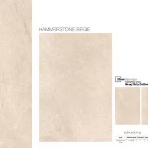 กระเบื้องปูพื้นพอร์ซเลน Hammer Stone สีเบจ หนา 20 มม. ขนาด 600x600 มม. และ 300x600 มม. สำหรับงานหนัก ทนทาน เหมาะสำหรับพื้นภายนอกอาคาร - Product Image 4