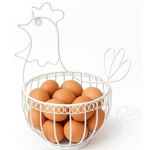 ตะกร้าใส่ผลไม้ตกแต่งดีไซน์สวยงาม ตะกร้ามีขาตั้ง ตะกร้าเหล็กสีขาวสำหรับใส่ไข่ สไตล์บ้านไร่ - Product Image 1
