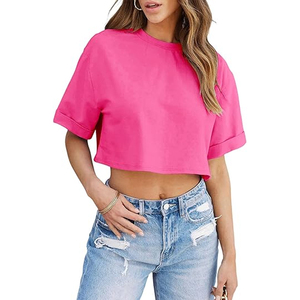 Fournisseur et fabricant de vêtements streetwear décontractés pour femmes, style européen, t-shirts courts surdimensionnés - Product Image 4