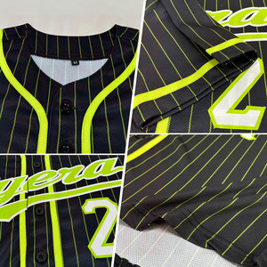 Custom Black Neon Green Pinstripe Neon Green–White Authentic Baseball Jersey – Personalized Sublimation Printing, Custom Logo - Product Image 2