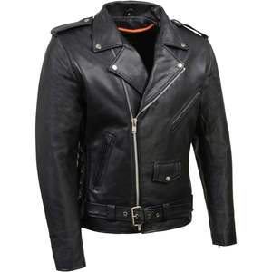 Chaqueta de Motociclista Negra Premium para Hombre, Modelo SH1011 de Cuero 2025, Estilo Clásico Brando con Cordones Laterales, Ropa de Automovilismo - Product Image 2