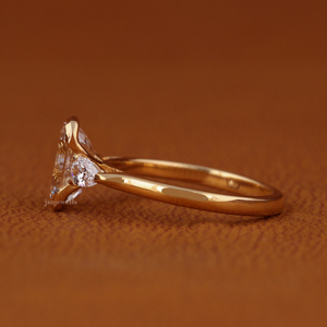 <b>Emerald</b> Cut Lab Grown Diamond Engagement <b>Ring</b> Pear Side Stone <b>Ring</b> Bezel Set Diamond <b>Ring</b> 14K Solid Gold Bridal <b>Ring</b> - Product Image 3