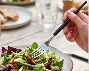 Ensemble de 4 couverts en acier inoxydable, finition miroir, manche noir, parfait pour la table à manger, ustensiles de cuisine, usage quotidien - Product Image 2