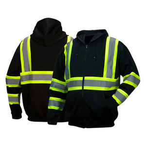 Outdoor Construction 350 GSM High Visibility Outdoor <b>Running</b> Hoodies Men Safety Security Reflective Zipper Hoodies Sweatshirts - Product Image 5