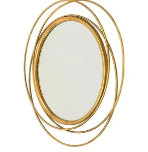 Miroir mural ovale en laiton avec motif feuille de Ginkgo, art décoratif encadré de style bohème - Product Image 5