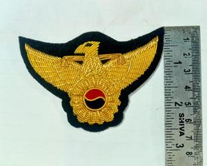 High Quality Luxury Eco-Friendly 3D Bullion Wire Eagle Emblem-Zardozi Embroidered <b>Sew</b>-On Badge Safety <b>Pin</b> Metallic Thread - Product Image 1