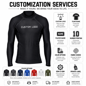 Custom Long Sleeve <b>Compression</b> <b>Shirt</b> <b>Men</b> Quick Dry Rash Guard Tight Fit Sports Base Layer with Logo Printing - Product Image 3