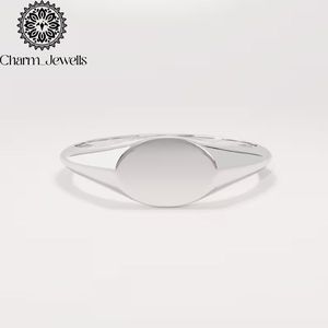 Anillo Minimalista de Oro Amarillo Charm_Jewells, Unisex, para Uso Diario, Diseño Ovalado Simple - Product Image 3