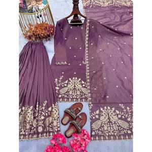 Designer Women's Party <b>Wear</b> Top & Plazzo Dupatta Set Elegant and Stylish - Product Image 2