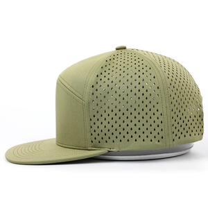 Khaki Laser Perforated <b>Baseball</b> <b>Cap</b> Adjustable Snapback Hat Breathable Waterproof Mesh Flat Brim for Outdoor Sports - Product Image 6