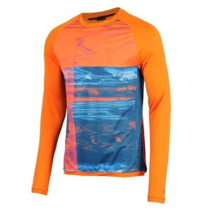 เสื้อเชิ้ตแขนยาวพิมพ์ลายซับลิเมชั่นสำหรับผู้ชาย ลายสีส้มน้ำเงิน แห้งเร็ว ใส่ได้ในฤดูร้อน - Product Image 2