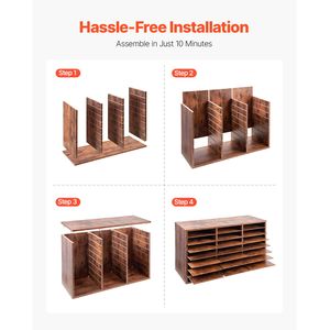 Organizzatore per Ufficio e Casa a 24 Scomparti in Legno con Ripiani Rimovibili e Vassoi Portadocumenti in Truciolato - Product Image 6