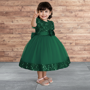 Nouvelle Arrivée 2026 – Robe de Soirée de Luxe pour Enfants, en Velours Vert Brodé de Paillettes et Tulle, Idéale pour Mariages et Événements Spéciaux pour Filles - Product Image 5