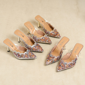 Mules Glamurosos con Punta en Pico y Cristales Multicolores, Tacones Elegantes para Mujer, Ideales para Ocasiones Especiales - Product Image 5