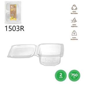 Reusable 750CC Disposable Plastic Rectangular Flip Top Food <b>Storage</b> <b>Container</b> <b>Stackable</b> Design-1503R Envase Tapabisag Rectang - Product Image 1