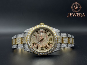 Indian Manufactured Custom OEM High Quality Stainless Steel Glass Hip Hop Moissanite Diamond Watch for Fashion Brands Online - Product Image 1