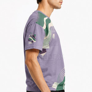เสื้อยืดโอเวอร์ไซส์สไตล์สตรีทแวร์สำหรับผู้ชาย ทรงบ็อกซี่ แขนเสื้อแบบคอกลม ผ้าคอตตอนหนา เสื้อลำลอง เสื้อเปล่าสำหรับสกรีนลาย ขายส่ง - Product Image 5