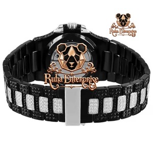 Ruha Enterprise Luxury Analog Quartz <b>Watch</b> Stainless Steel Polygon Case Rhinestone Dial <b>Men's</b> Timepiece <b>Watch</b> - Product Image 4