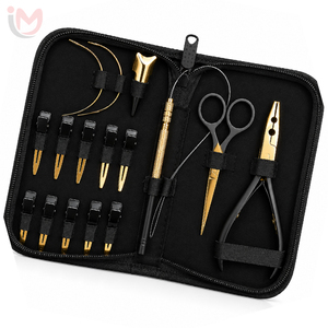 Kit d'outils professionnels pour extensions de cheveux de salon avec pince à sertir les perles à 2 trous, ciseaux en acier inoxydable et anneau de sectionnement - Product Image 6