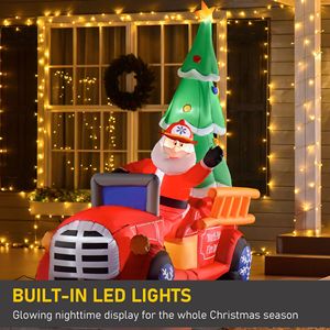 Decorazione da Giardino Gonfiabile in PVC di 2,3 m con Babbo Natale al Volante di un Camion dei Pompieri, Luci LED e Albero - Product Image 4