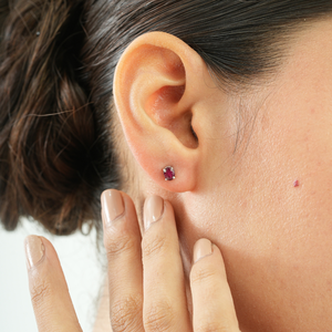 Beautiful Simple Design Oval Cut Natural Ruby Gemstone Prong Set 925 <b>Sterling</b> <b>Silver</b> Handcrafted <b>Stud</b> Earrings - Product Image 2