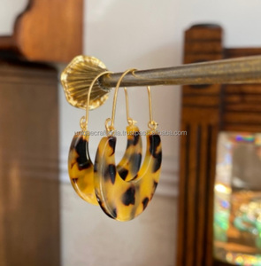 Conjunto de pendientes de aro pequeño estilo bohemio candelabro de acetato de celuloide gota 'C' forma accesorios mujeres por UCI - Product Image 6