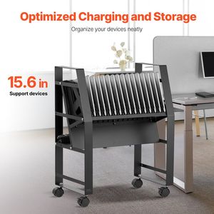 Portatile 16-dispositivo Mobile stazione di ricarica aperto 15.6 schermo formato carrello per ufficio e aula compatibile Chromebook Tablet Laptop - Product Image 2