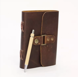 สมุดบันทึกการเดินทางทำมือขนาด A5 ปกหนังแท้ กระดาษฝ้ายสีขาว เย็บด้วยด้าย  แบบรีฟิลได้ ดีไซน์ปกแข็งสำหรับสมุดโน้ต - Product Image 3