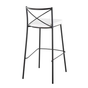 Set di 2 sgabelli da bar moderni Charlotte da 30 pollici, altezza fissa, in metallo nero e similpelle bianca - Product Image 4