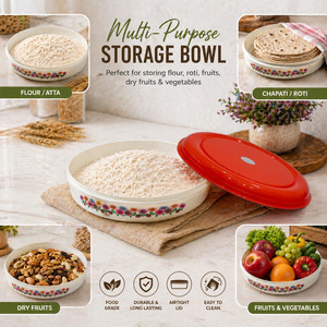 Recipiente Redondo de Plástico para Almacenar Harina Seca con Tapa Hermética, Diseño Floral, Recipiente Duradero para Almacenar Alimentos en la Cocina, Multicolor - Product Image 5