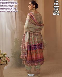 Meher Multicolor Aari Elegance Crep Silk Women's Traditional Floor-Length Regular Fit Wedding Party Casual Quick Dry Kurta/<b>Kurti</b> - Product Image 3