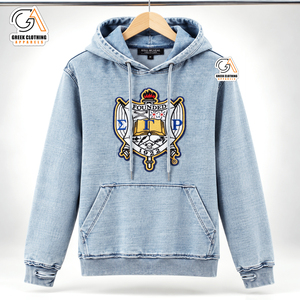เสื้อผ้าผู้หญิงสไตล์กรีก ผ้าฝ้าย 100% ผ้าฟลีซสีฟ้าอ่อน เสื้อฮู้ดปักลายตราสัญลักษณ์ Sigma Gamma Rho ด้านหน้า สวมใส่สบายๆ สำหรับฤดูใบไม้ร่วงและฤดูหนาว - Product Image 4