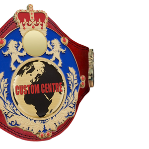 Nouvelle ceinture de champion personnalisée avec emblème de couronne et design globe, ceinture de titre en cuir rouge de qualité supérieure pour les sports - Product Image 4