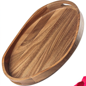 Handmade Wholesale Custom OEM ODM <b>Oval</b> Wooden Serving Tray <b>Coffee</b> <b>Table</b> Organizer Decorative Wood Platter DECORYUG - Product Image 1