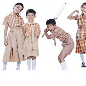 Uniforme escolar de primaria, conjunto de camisa y vestido a cuadros de algodón tejido para niños y niñas, ropa escolar infantil - Product Image 3
