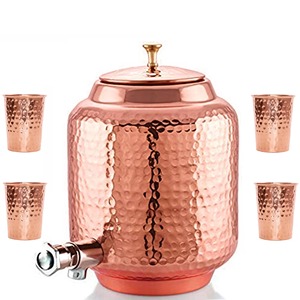 Distributeur d'eau traditionnel indien en cuivre pur, très demandé, avec finition lisse pour un stockage sain de l'eau potable à usage domestique - Product Image 6