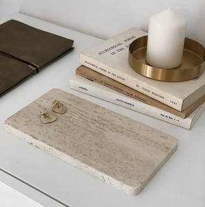 White Marble <b>Vanity</b> Tray Luxury Bathroom Organizer Decorative Stone Serving Tray Modern Home Countertop Decor TOWEL BATHROOM NEW - Product Image 3