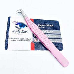 Pince à épiler d'extension de cils à pointe en microfibre rose durable en acier inoxydable solide pince à cils écologique - Product Image 5