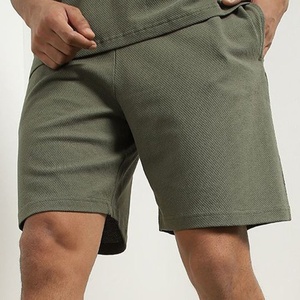 Conjunto de Camiseta y Pantalones Cortos para Hombre, Color Verde Oliva, Cuello Redondo, Tejido de Punto, Transpirable, Ropa Casual de Verano, Directo de Fábrica - Product Image 5