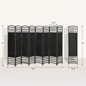 Paravento Pieghevole Nero a 8 Ante, Pratico Divisorio per Ambienti e Schermo per la Privacy - Product Image 6