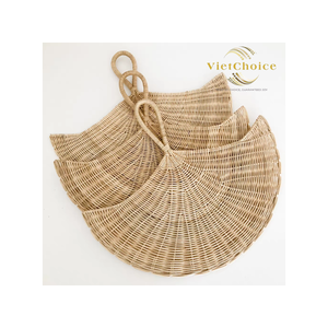 Éventail artisanal en rotin naturel, tissé en feuilles de palmier, éventail rafraîchissant, décoration murale rustique, artisanat écologique, salon, vietnamien - Product Image 2