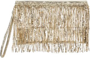 Sac à bandoulière artisanal doré à franges métalliques pour femme, pochette de soirée vintage perlée à pompons, sac à main de fête Y2K Craftera Exports - Product Image 3